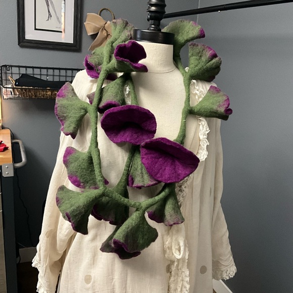 Source Unknown Accessories - Source Unknown Green and Purple Felt Scarf